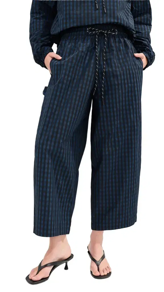LE BOP arcella Barrel Pants Black/Blue Gingham