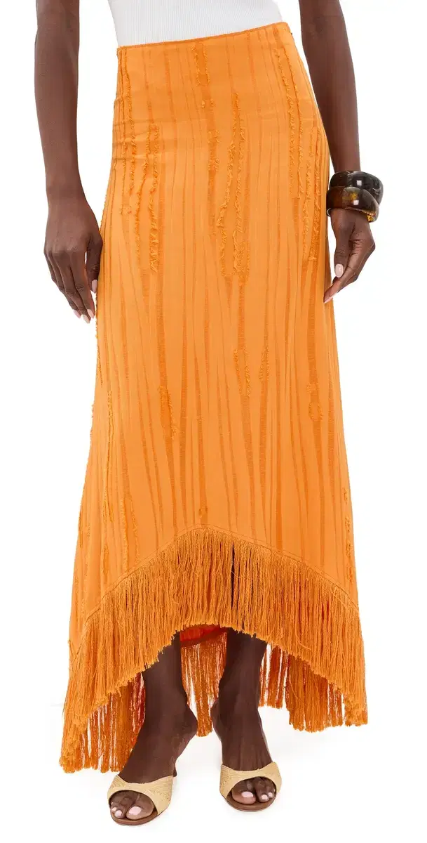 Yellow The Label Lennie Fringe Skirt Orange