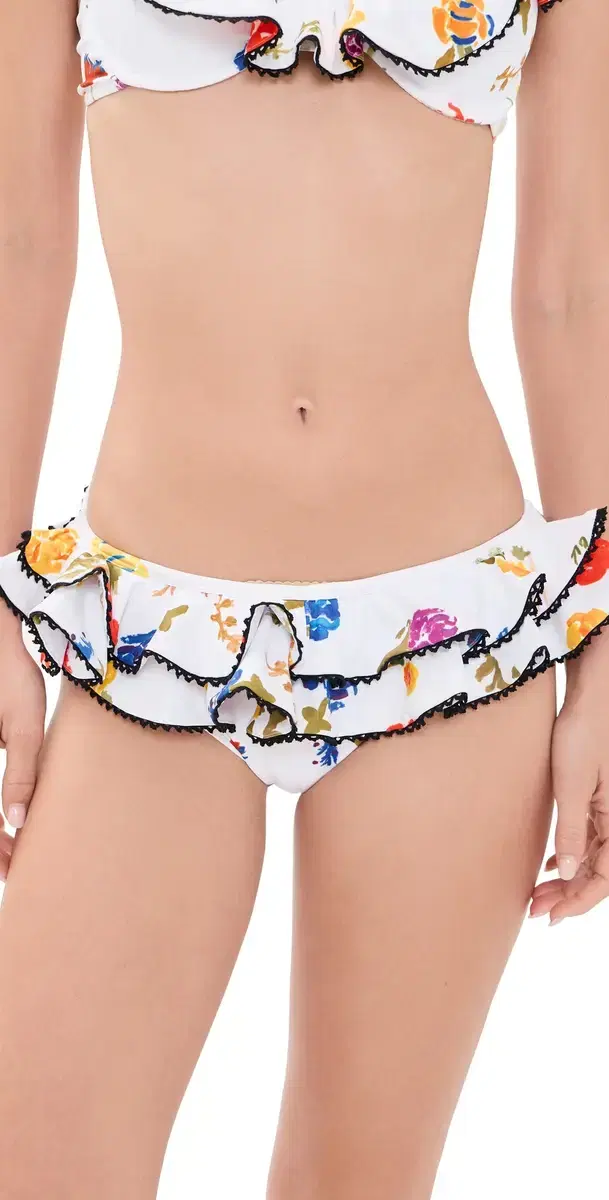 CAROLINE CONSTAS Lotus Bikini Bottoms White Multi