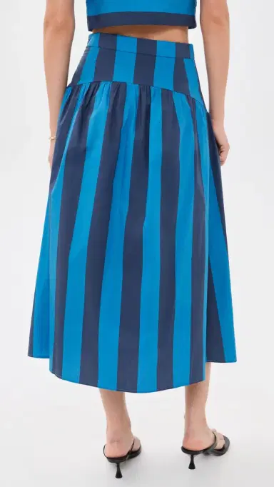 English Factory Striped Midi Skirt Cornflower/Navy Blue | Thumbnail 3