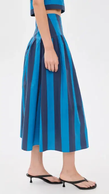 English Factory Striped Midi Skirt Cornflower/Navy Blue | Thumbnail 4