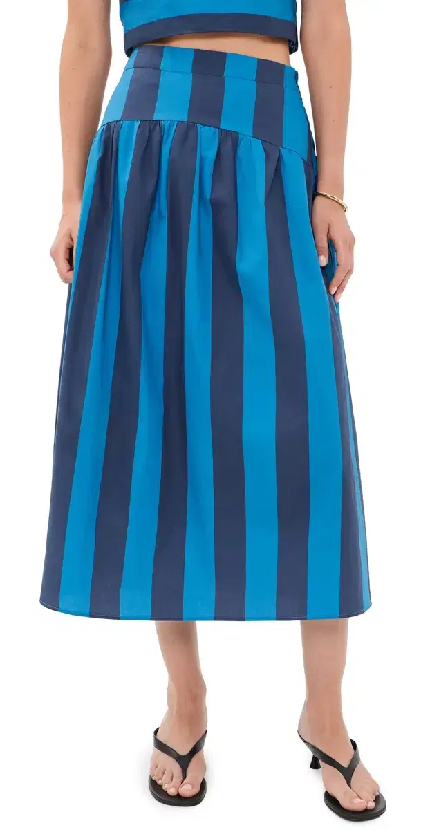 English Factory triped Midi Skirt Cornflower/Navy Blue