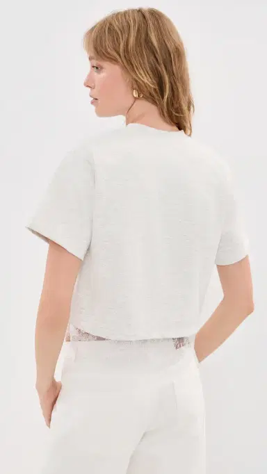 LE BOP Lace Hazel Cropped Tee Heather Grey/White | Thumbnail 3 LE BOP Lace Hazel Cropped Tee Heather Grey/White | Thumbnail 3