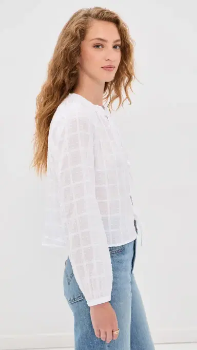 Splendid Fleur Tie Front Blouse White S | Thumbnail 4