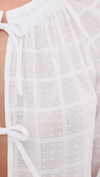 Splendid Fleur Tie Front Blouse White S | Thumbnail 6