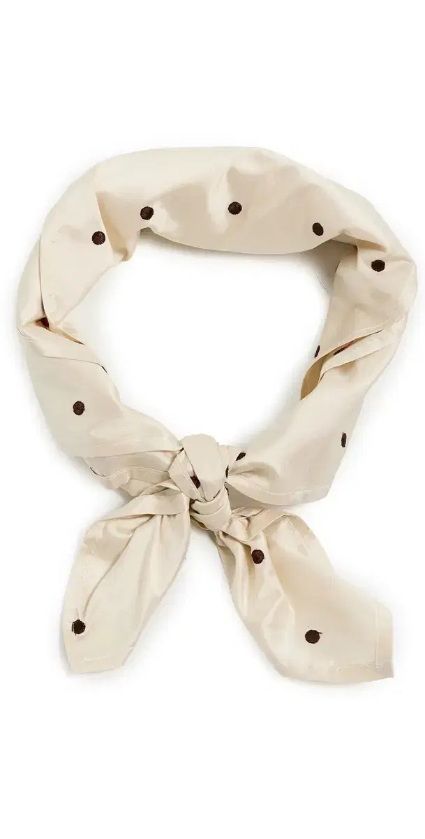 DONNI. The Taffetta Scarf Creme/Walnut Polka Dots One Size