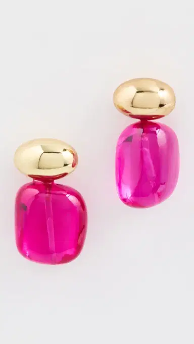 Shashi Alice Cerise Earrings Gold/Cerise One Size | Thumbnail 2