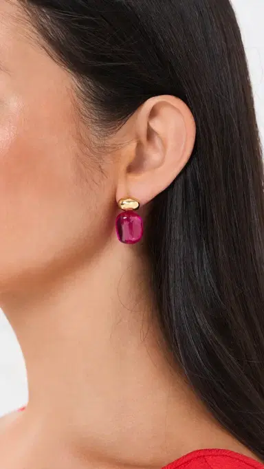 Shashi Alice Cerise Earrings Gold/Cerise One Size | Thumbnail 3