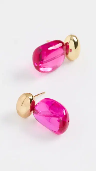 Shashi Alice Cerise Earrings Gold/Cerise One Size | Thumbnail 4