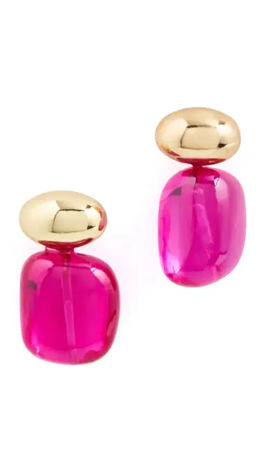 Shashi Alice Cerise Earrings Gold/Cerise One Size | Thumbnail 5