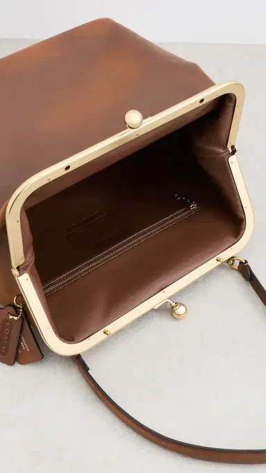 Coach Loved Leather Kiss-Lock Frame Bag 27 | Thumbnail 6 Coach Loved Leather Kiss-Lock Frame Bag 27 | Thumbnail 6