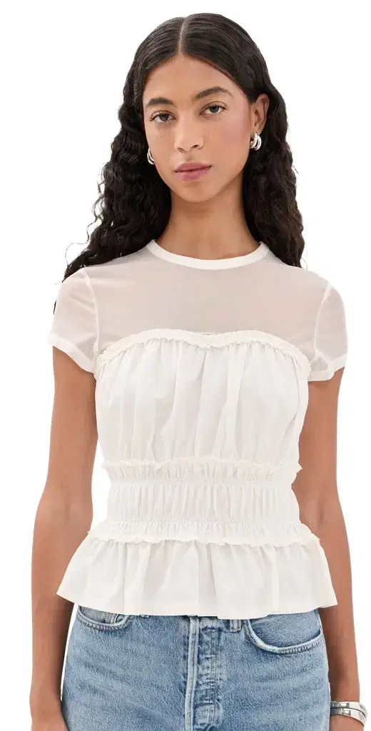 Generation Love igrid Mesh Combo Top White