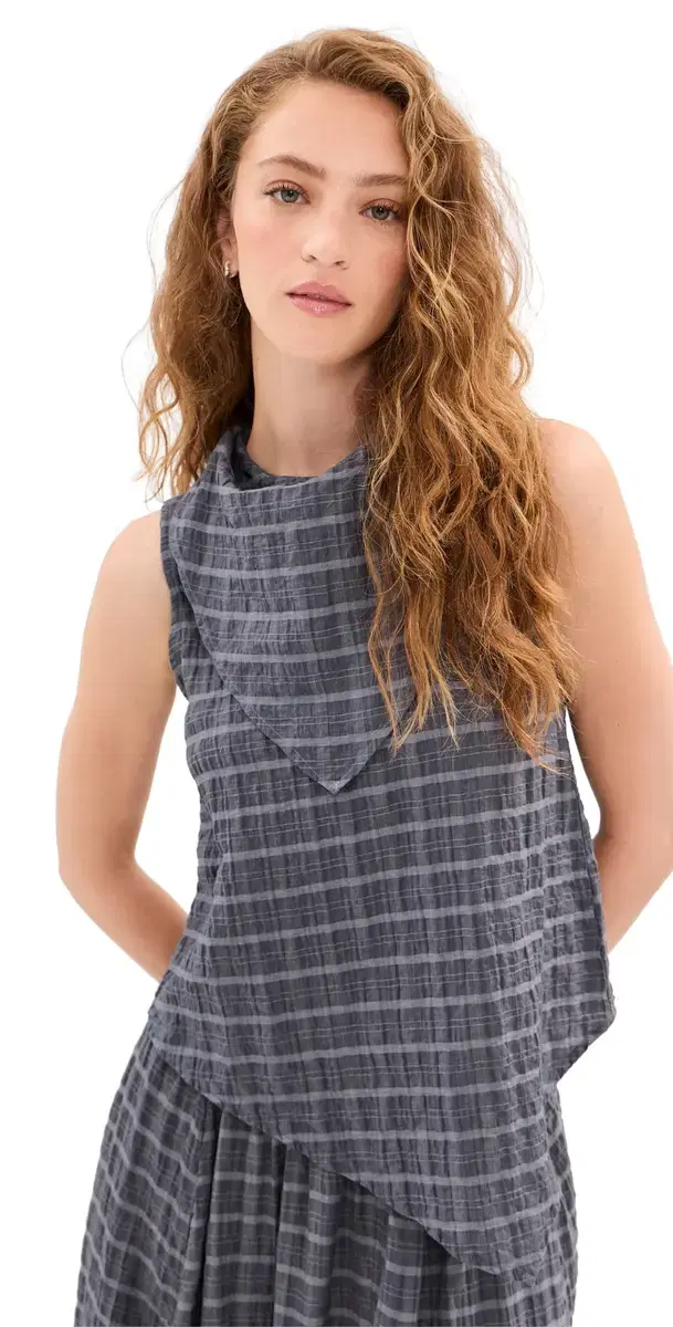 LE BOP Riley Checked Blouse Charcoal