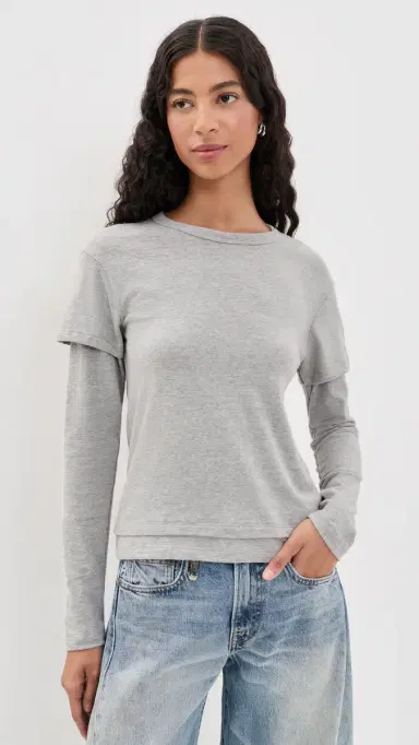 EB Denim Rory ayered ong Sleeve Heather Grey | Thumbnail 2
