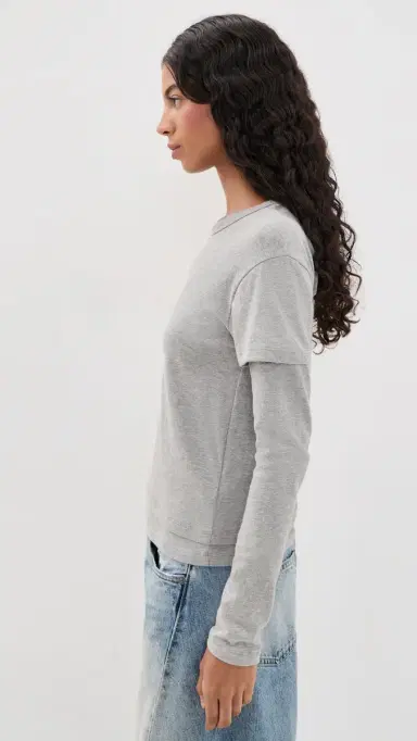 EB Denim Rory ayered ong Sleeve Heather Grey | Thumbnail 4