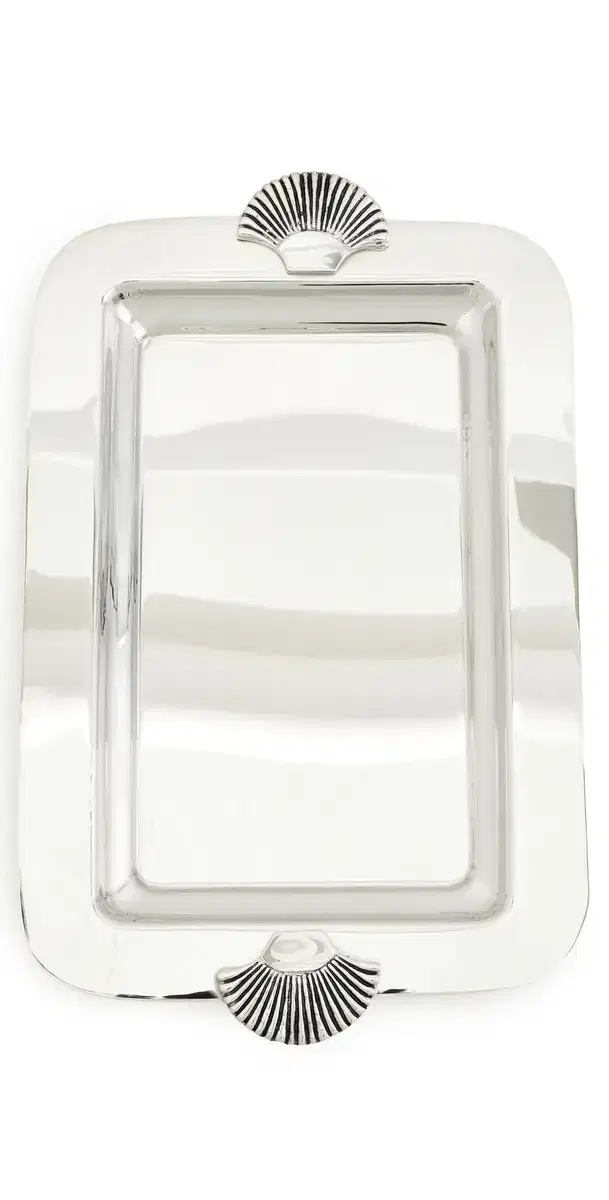 The Favorites Cap Ferrat Fan Shell Design Serving Tray Polished Nickel One Size