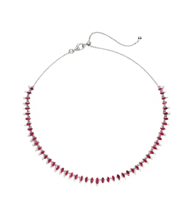Kamyen 18kt white gold choker with rubies