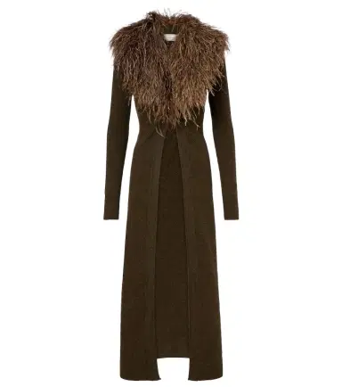 BLUMARINE Feather-trimmed wool cardigan | Thumbnail 1