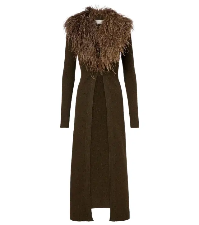 BLUMARINE Feather-trimmed wool cardigan