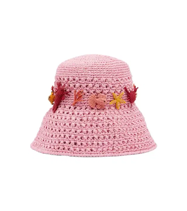 Aquazzura Embellished crochet bucket hat