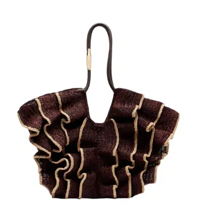 Zimmermann Goldentime Medium ruffled raffia tote bag | Thumbnail 1 Zimmermann Goldentime Medium ruffled raffia tote bag | Thumbnail 1