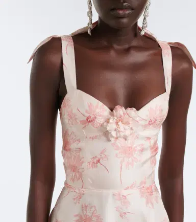 Rodarte Floral silk twill midi dress | Thumbnail 2 Rodarte Floral silk twill midi dress | Thumbnail 2