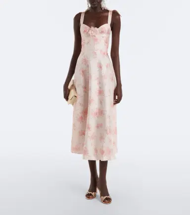 Rodarte Floral silk twill midi dress | Thumbnail 3 Rodarte Floral silk twill midi dress | Thumbnail 3