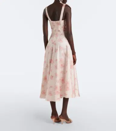 Rodarte Floral silk twill midi dress | Thumbnail 4 Rodarte Floral silk twill midi dress | Thumbnail 4
