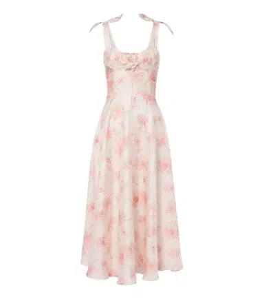 Rodarte Floral silk twill midi dress | Thumbnail 1 Rodarte Floral silk twill midi dress | Thumbnail 1