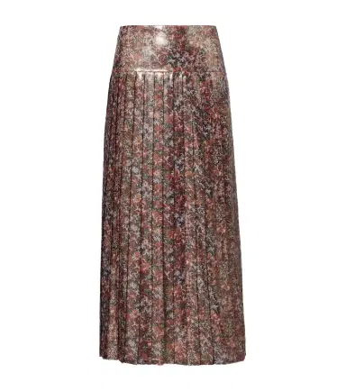 Valentino Floral pleated silk-blend lamé midi skirt | Thumbnail 1