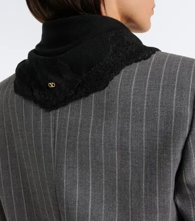 Valentino VLogo cashmere lace-trimmed scarf | Thumbnail 5 Valentino VLogo cashmere lace-trimmed scarf | Thumbnail 5