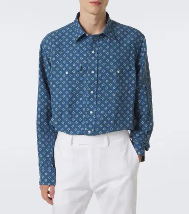Ralph Lauren Purple Label Printed linen and silk shirt | Thumbnail 4