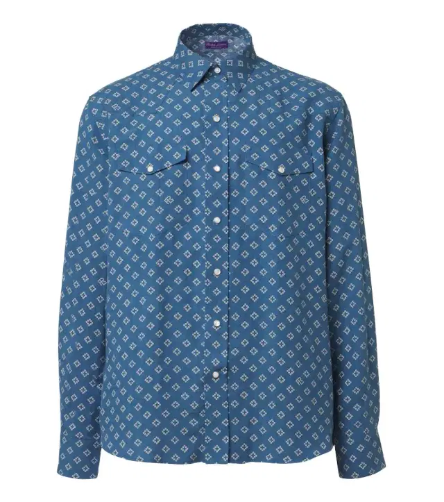 Printed linen and silk shirt