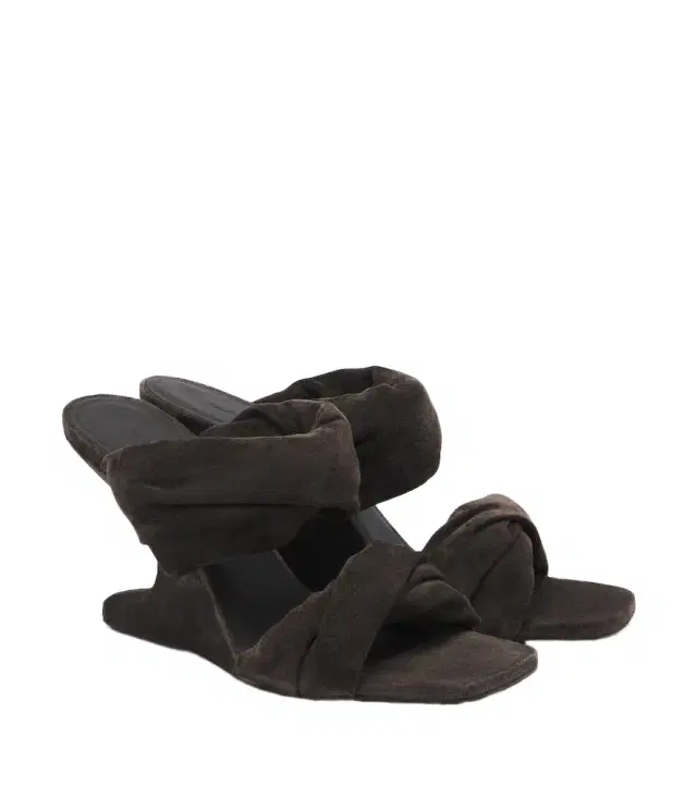 Rick Owens Twisted Cantilever suede wedge mules