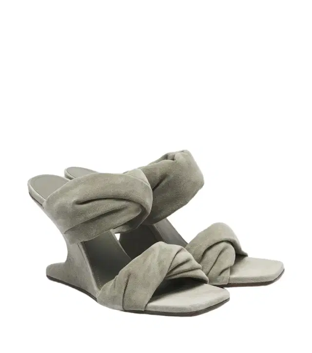 Rick Owens Twisted Cantilever suede wedge mules