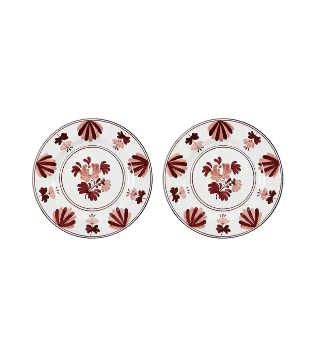 Cabana Blossom set of 2 ceramic dinner plates