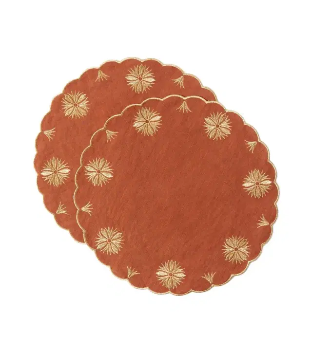 Cabana Terracotta set of 2 linen and cotton placemats
