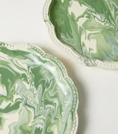 Cabana Marbled set of 2 ceramic dinner plates | Thumbnail 2