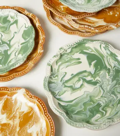 Cabana Marbled set of 2 ceramic dinner plates | Thumbnail 4
