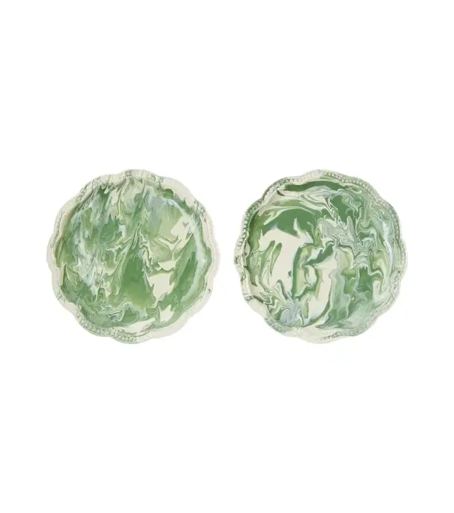 Cabana Marbled set of 2 ceramic dinner plates