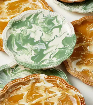 Cabana Marbled set of 2 ceramic dessert plates | Thumbnail 3