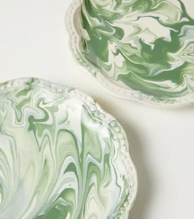 Cabana Marbled set of 2 ceramic dessert plates | Thumbnail 4