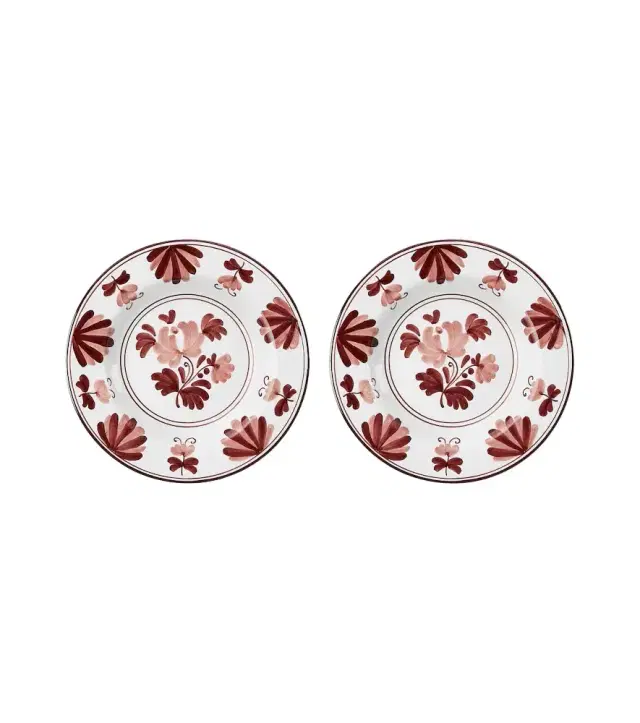 Cabana Blossom set of 2 ceramic soup plates