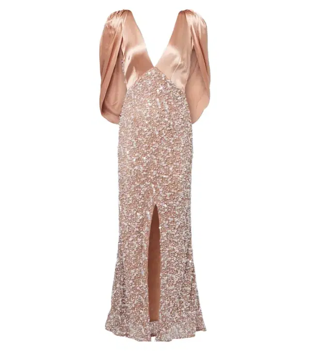 La Fuori Là Fuori Genevieve embellished lace and satin gown
