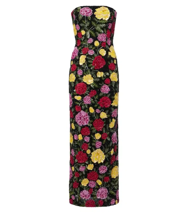 La Fuori Là Fuori Maison Rose embellished bustier gown