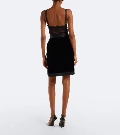 Saint Laurent Silk-trimmed velvet wrap skirt | Thumbnail 4 Saint Laurent Silk-trimmed velvet wrap skirt | Thumbnail 4