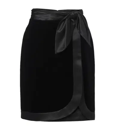 Saint Laurent Silk-trimmed velvet wrap skirt | Thumbnail 1 Saint Laurent Silk-trimmed velvet wrap skirt | Thumbnail 1