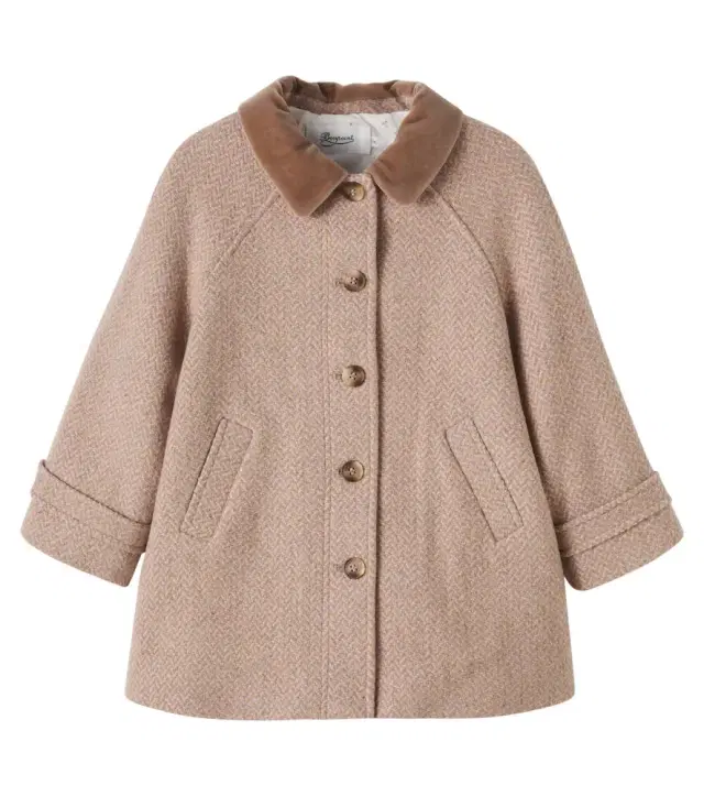 Bonpoint Jiba velvet-trimmed wool-blend coat
