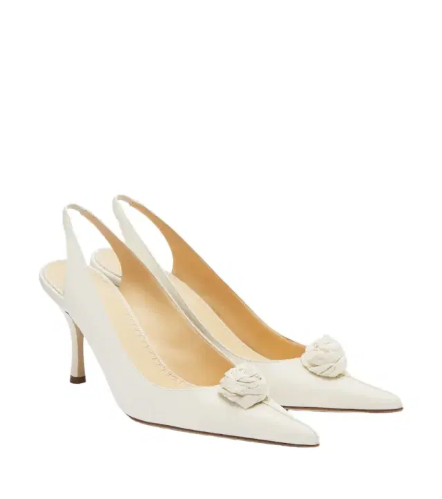 Magda Butrym Floral-appliqué satin slingback pumps