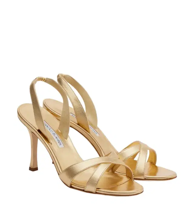 Manolo Blahnik Callasi metallic leather slingback sandals